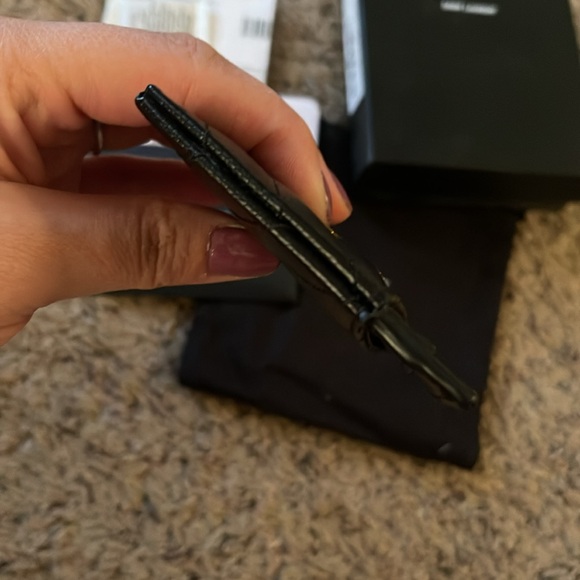 Saint Laurent Black Chevron Quilted Leather Card Case - Picture 6 of 10